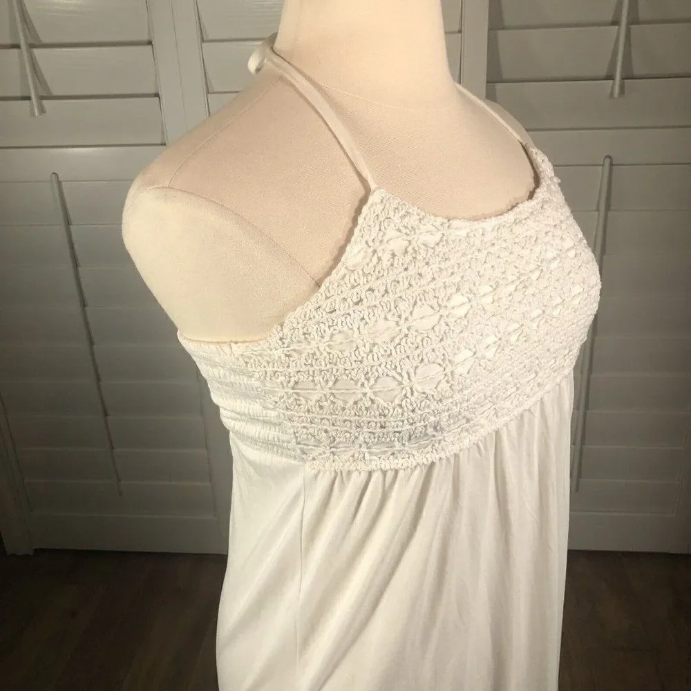 NEW Inc Beach White Swim Cover Large Beach Dress Rayon Crochet A Line
